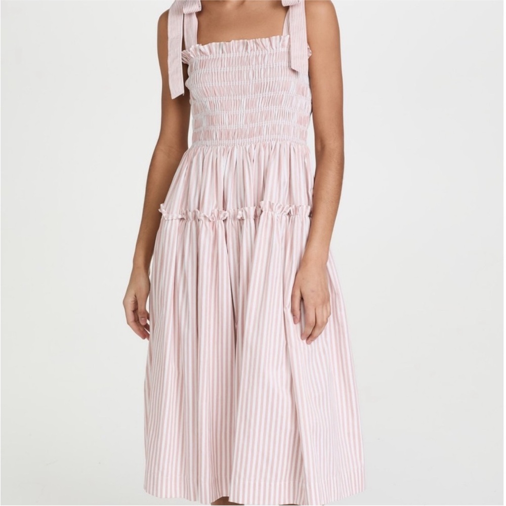 En Saison Pink Striped Midi Dress